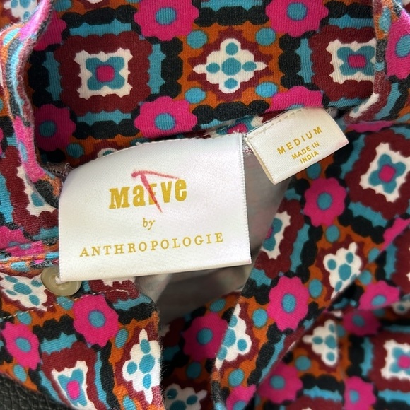 Maeve Anthropologie Button Shoulder Turtleneck Long Sleeves Blouse Top Sz M - Picture 10 of 14